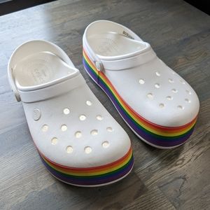 Crocs Rainbow Platform Clogs, Pride, Women's 9 / Men's 7